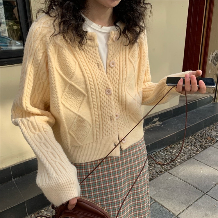 Autumn knitted short cardigan