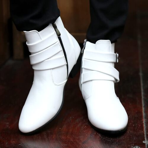 Men's leather boots, men's high-top Martin boots, British business pointed casual men's boots, large size, 512