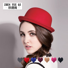 Pearl Yujie Autumn and Winter Parent-Child Hat for Ladies and Children, Round Top Hat Imitating Wool Felt, Children's English Style Top Hat