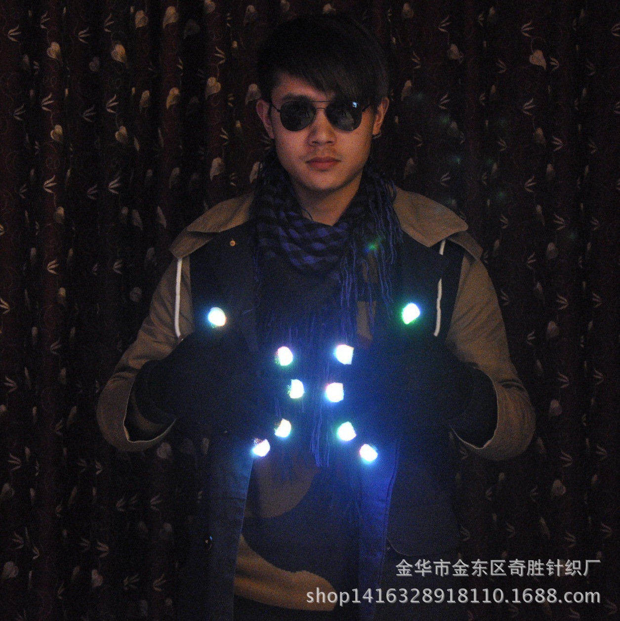 Cross-border dedicado LED noche montar flash guantes drag bar dibar etapa rendimiento color Guantes luminosos