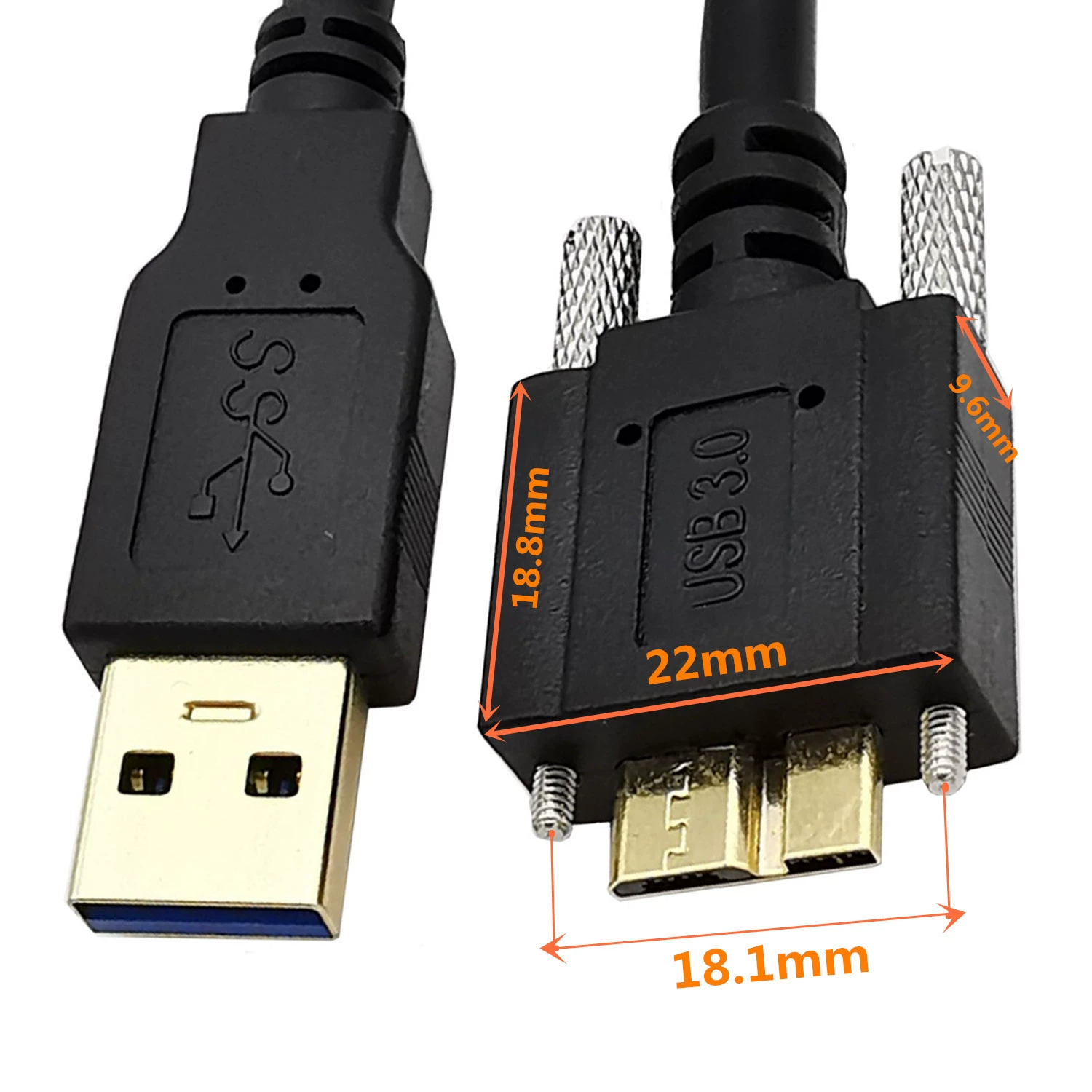 Gold -plated 3.0 industrial camera hard disk box player USB AM to Micro B with a fixed screw data cable