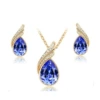 Blue necklace, earrings