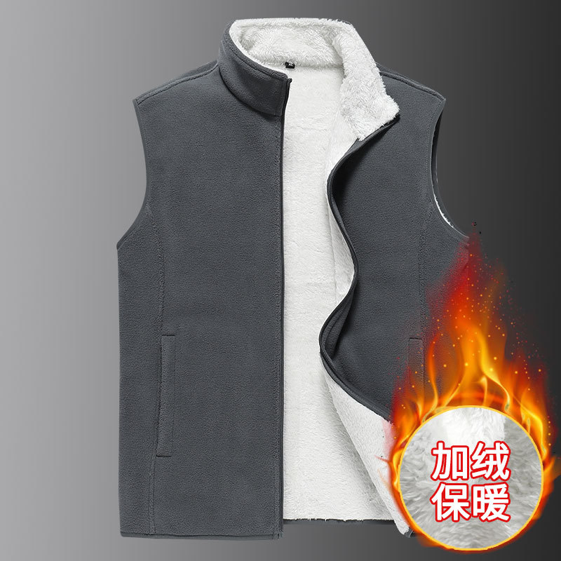 Chaleco de lana polar de invierno personalizado ropa de hombre con forro polar más tamaño cálido fleece Chaleco de mediana edad y ancianos abrigo de lana de cordero