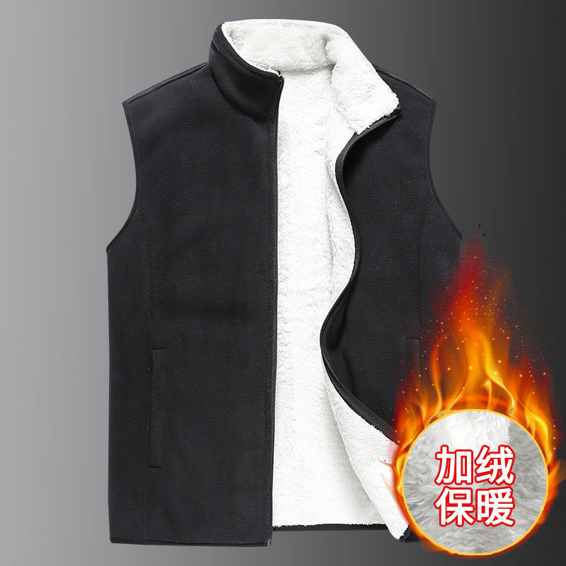 Chaleco de lana polar de invierno personalizado ropa de hombre con forro polar más tamaño cálido fleece Chaleco de mediana edad y ancianos abrigo de lana de cordero