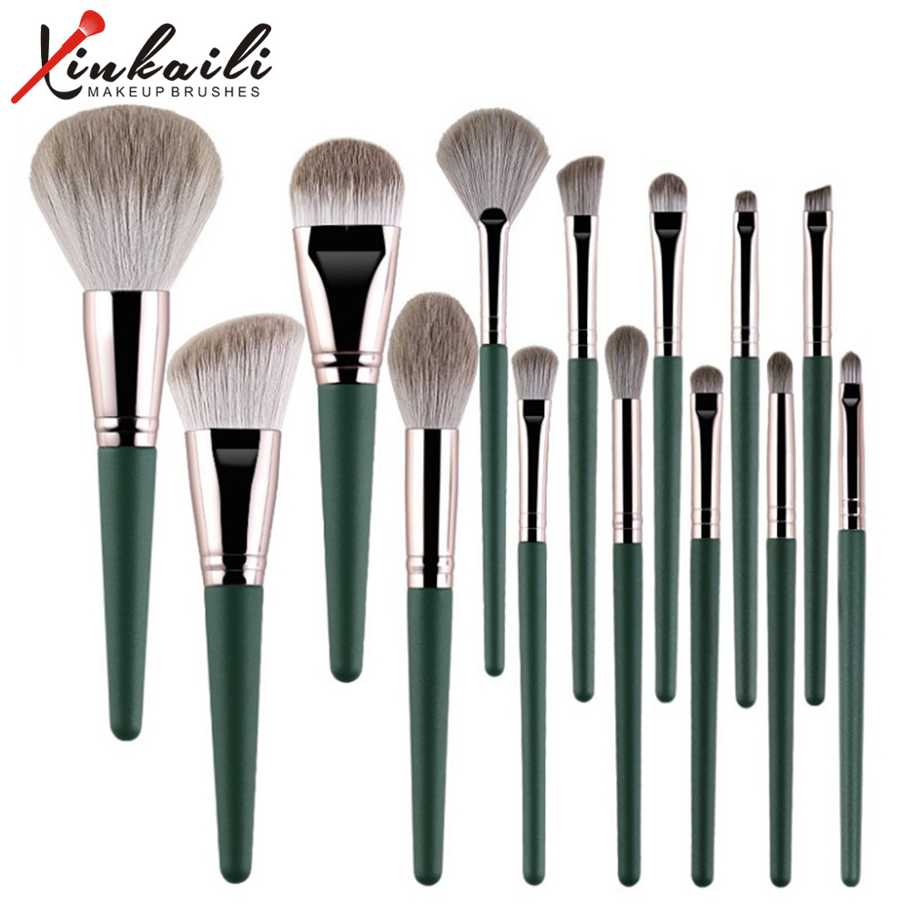 Popular 14 nube verde pinceles de maquillaje traje Cangzhou polvo suelto rubor Fundación sombra de ojos cepillo de maquillaje conjunto completo al por mayor