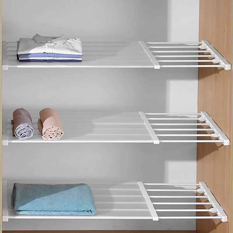Wardrobe storage shelf divider, adjustable layered partition, white, widths 24/35/42 cm for cabinet