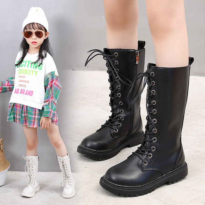 Velvet Girls'Shoes Boots Autumn And Winter Girls And Children Martin High Snow Boots Mid-calf Boots