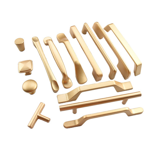 Golden handle cabinet wardrobe aluminum alloy handle Nordic solid simple drawer shoe cabinet door handle hardware single hole