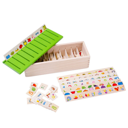 Montessori early education teaching aids, children's knowledge classification box, learning mathematical shape distribution pairs, baby educational toys