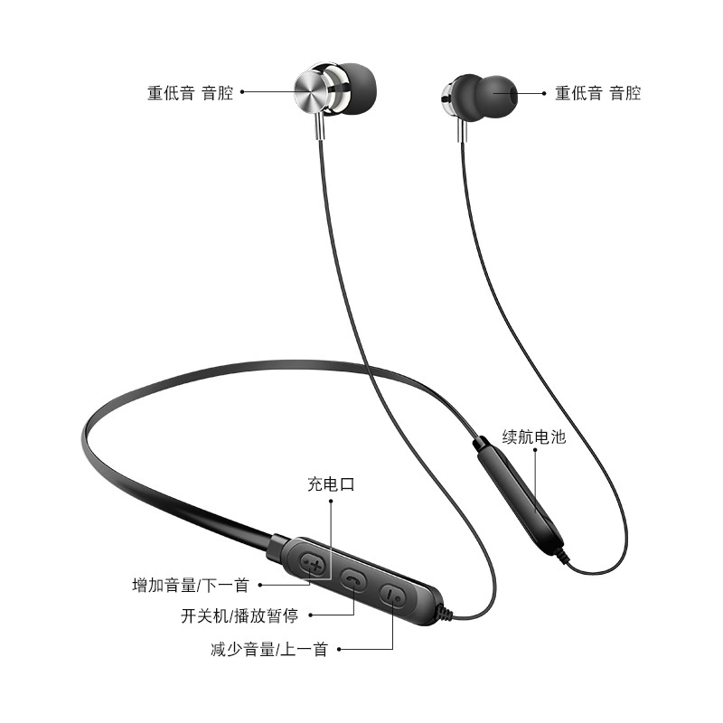 Наушники с шейным ободом T8, стерео шумоподавление, магнитные наушники, Bluetooth 5.0