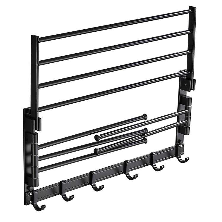 Directo de fábrica plegable toalla rack Punch-libre giratorio percha baño inodoro almacenamiento toalla rack