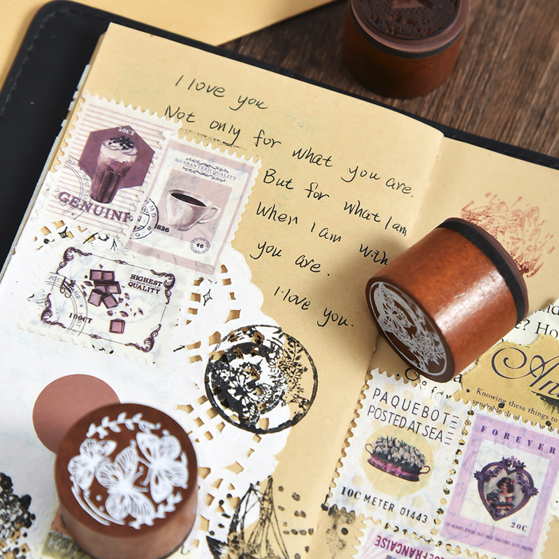 Sello de madera redondo sueño en salida serie creativa retro DIY diario multifuncional sello decorativo 12 tipos de selección