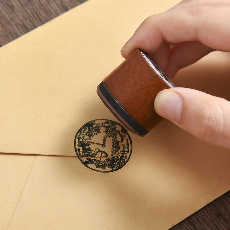 Sello de madera redondo sueño en salida serie creativa retro DIY diario multifuncional sello decorativo 12 tipos de selección