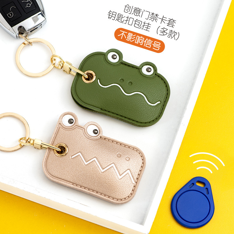 Cartoon access card leather case key chain creative cute girl key pendant bag hanging personalized gift