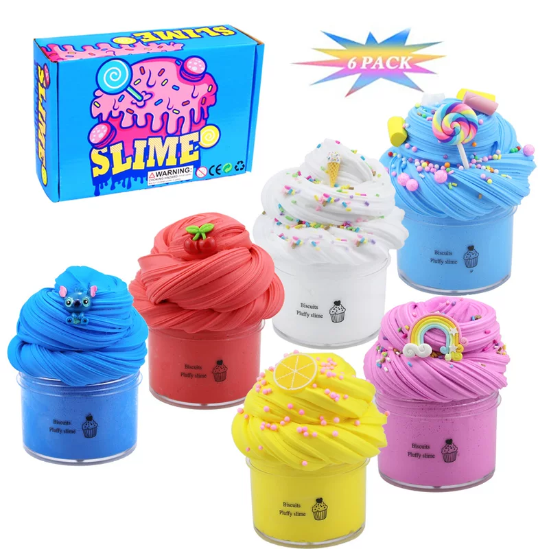 AMZ 6PACK Fruit Cake Slime Kit 6 -color cotton mud crystal mud manufacturer wholesale