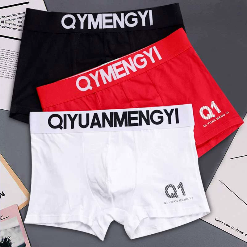 Мужское нижнее белье Хлопковые Дышащие Боксеры-боксеры со средней талией Хлопковые брюки с головой Молодежные короткие брюки с выпуклым дизайном