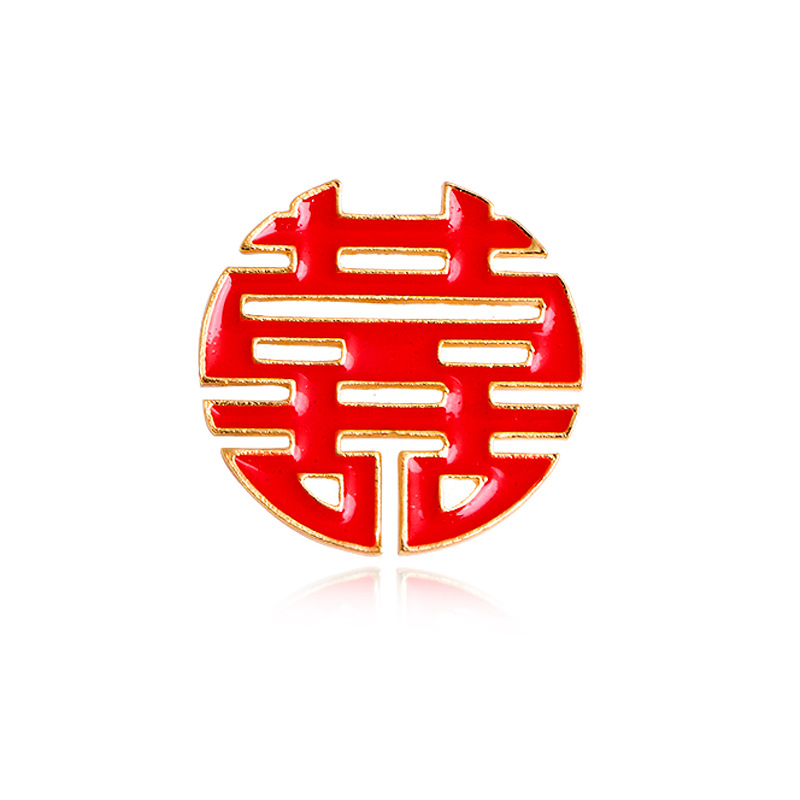 Doble Xi carácter broche redondo boda amor insignia collar hebilla joyería novio novia broche de boda accesorios de la boda