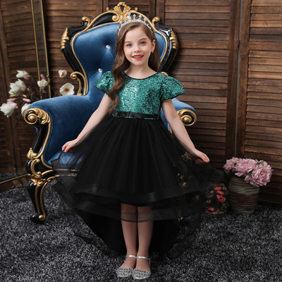 girl Tailing Dress skirt Piano perform costume Sequins Jacobs Pompous skirt children Children dress