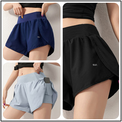 Women's loose and thin sports shorts for running, gym, casual wear, high-waisted wide-leg two-piece shorts for summer