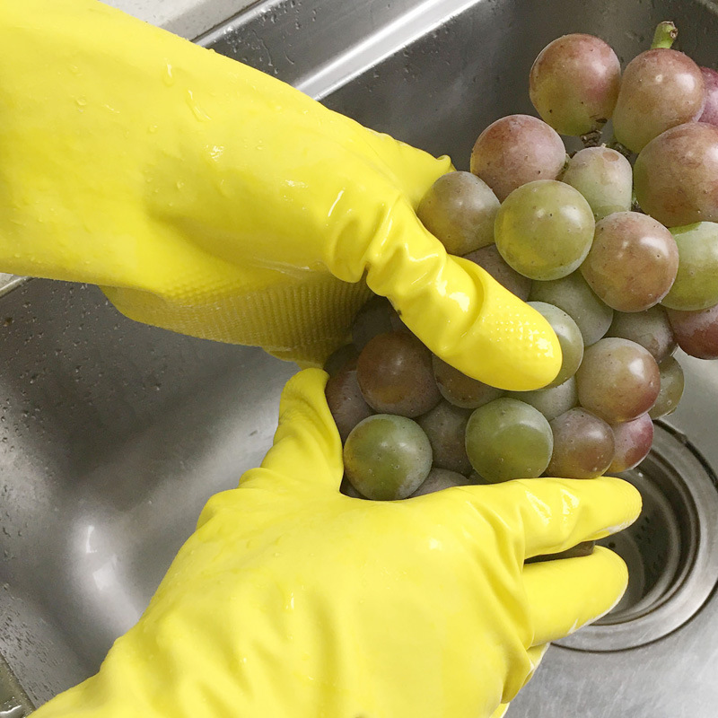 Lavavajillas guantes cocina de las mujeres del hogar de terciopelo spray de látex espesado lavandería impermeable antideslizante goma durable guantes de invierno