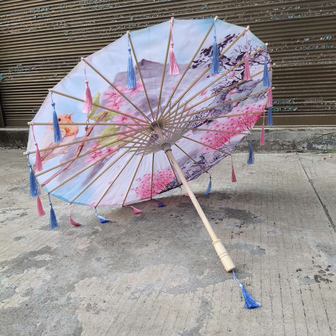 Hanfu fotografía apoyos paraguas artesanía clásica paraguas de papel engrasado Paraguas de baile de estilo chino paraguas de borla de estilo antiguo traje antiguo