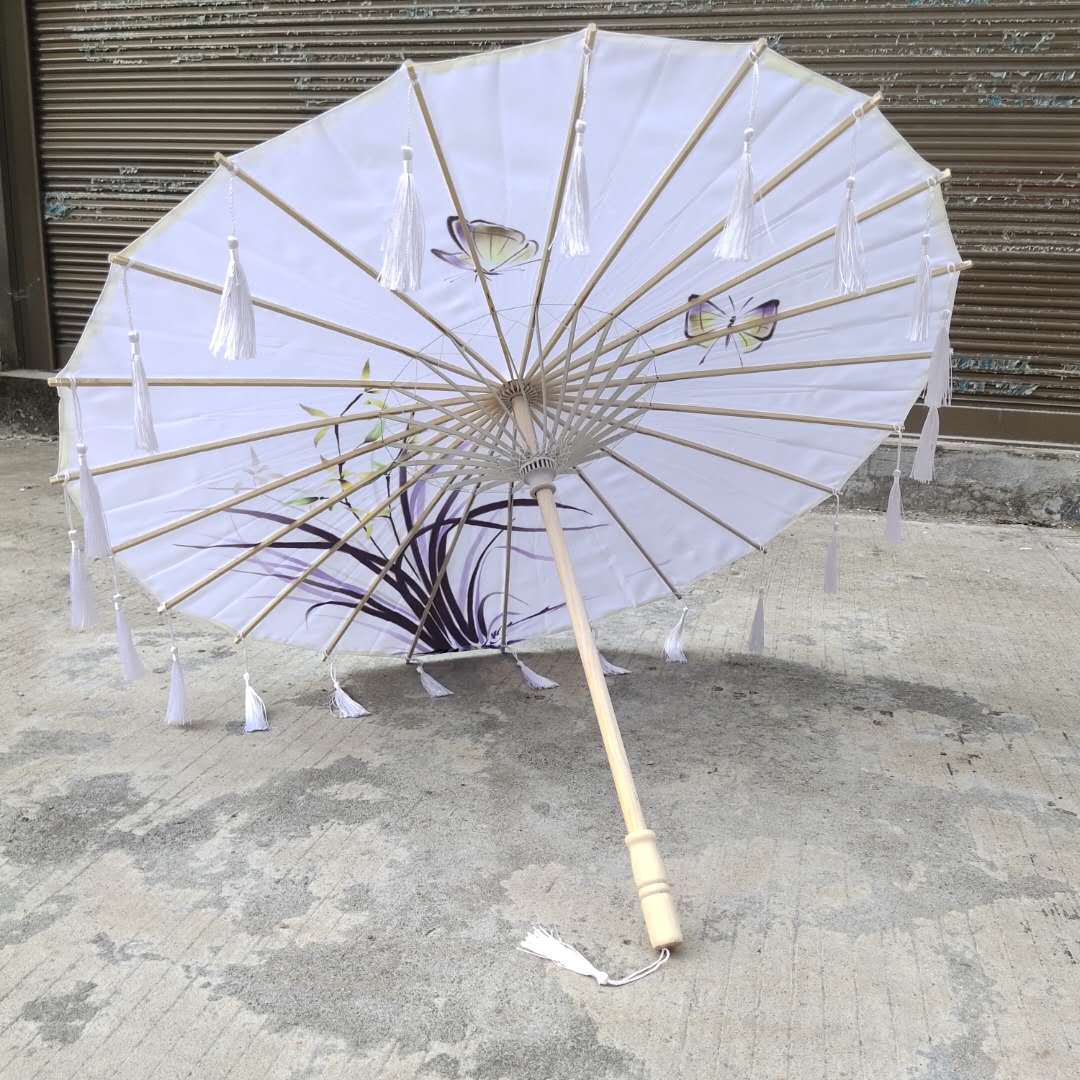 Hanfu fotografía apoyos paraguas artesanía clásica paraguas de papel engrasado Paraguas de baile de estilo chino paraguas de borla de estilo antiguo traje antiguo