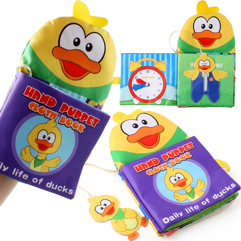 Venta caliente transfronteriza libro de tela para bebés juguete de educación temprana pequeño pato amarillo historia libro de Palma inglés animal papel sin lágrimas image 3