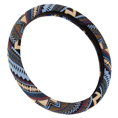 Car steering wheel cover all-season universal car interior handle cover linen ethnic style car steering wheel protector ethnic style