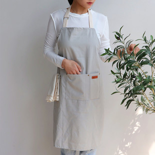 Nordic Canvas Apron Simple Home Kitchen Milk Tea Coffee Shop Baking Restaurant Work Special Apron with LOGO Printing
