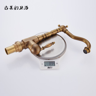All-copper European-style retro counter Basin hot and cold wash hand basin faucet anti-ancient rotating kitchen dish basin faucet