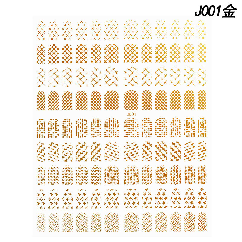 Pegatinas de uñas doradas 108 pegatinas de uñas Flor de encaje de pata de gallo 3D adhesivo dorado pegatinas de uñas de plata