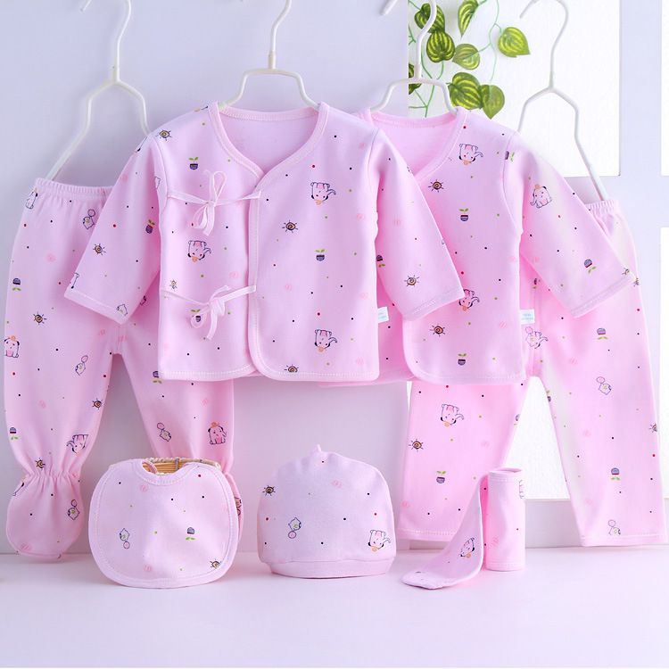 Overseas Newborn Clothes Cotton Underwear 0-3 Months Autumn and Winter Four Seasons Seven-piece Set Newborn Baby Suit