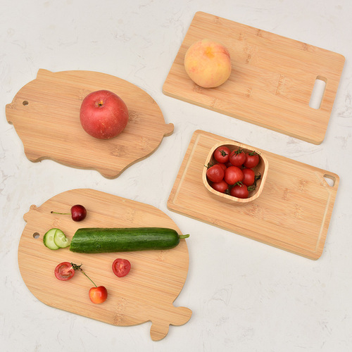 Double-sided fruit and cooked food sorting chopping board household multi-purpose chopping board cartoon creative dual-purpose solid bamboo chopping board