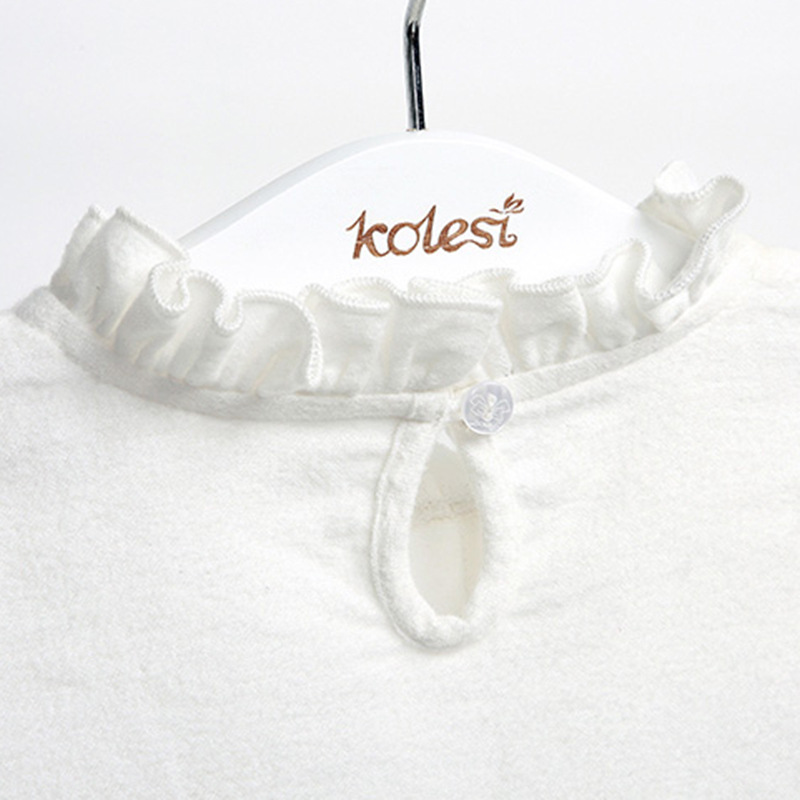 Camiseta blanca de manga larga para niños, top de cuello redondo de color liso para niñas de otoño, ropa de bebé, venta al por mayor de prendas de una pieza para bebés y niños pequeños