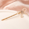 Hair accessory from pearl, hairgrip with bow, hairpins, bangs, Korean style, internet celebrity