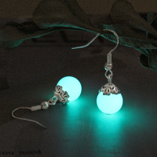 Round bead earrings female Halloween luminous earrings three-dimensional luminous pearl earrings simple personalized creative jewelry