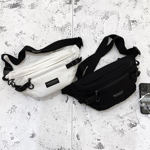 Waist bag men's large-capacity cross-body bag fashionable casual canvas men's shoulder cross-body bag outdoor sports chest bag trendy