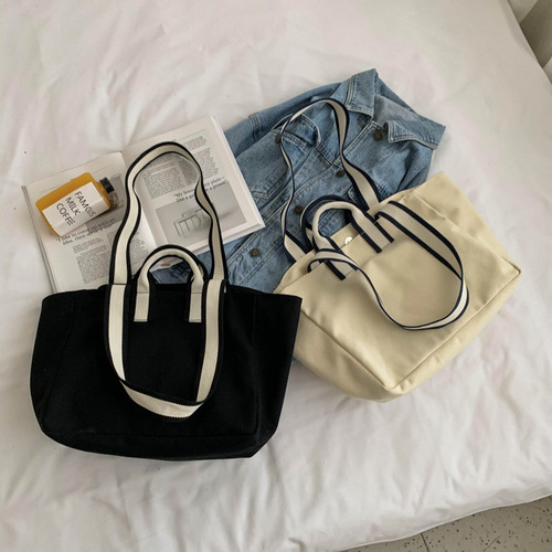  New Water-Repellent Canvas Bag Trendy Ins Simple Fashion Large Capacity Handbag Shoulder Bag Crossbody Bag