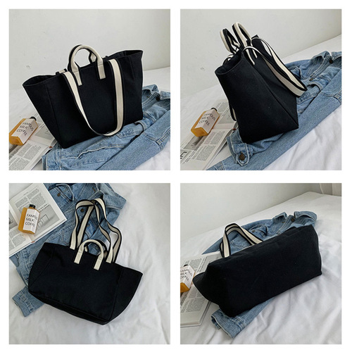  New Water-Repellent Canvas Bag Trendy Ins Simple Fashion Large Capacity Handbag Shoulder Bag Crossbody Bag