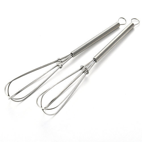 Stainless steel 430 mini manual egg beater spring handle small egg mixer cream whipper