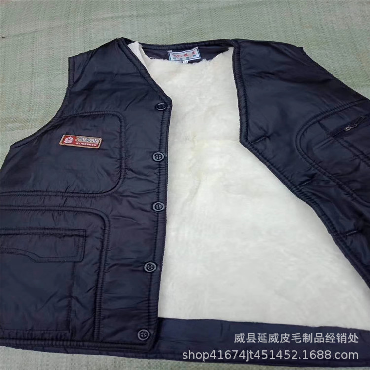 羊毛马甲男士皮毛一体中老年马夹羊皮冬季保暖
