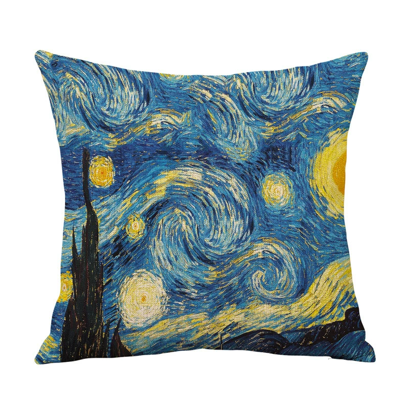 Декоративная наволочка CreativeVanGogh, 45×45 см хлопок-лен печать, художественные мотивы