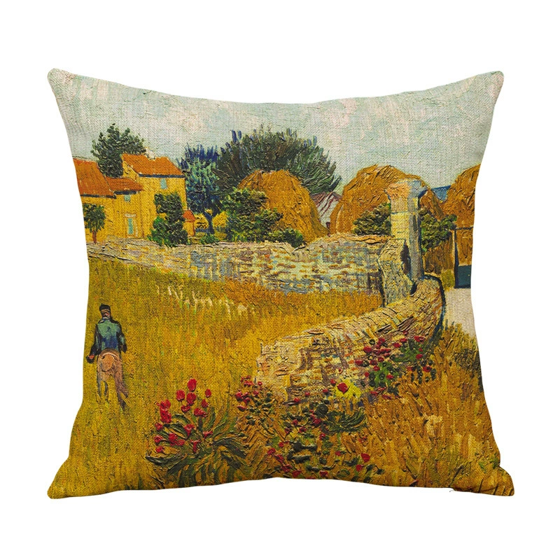 Декоративная наволочка CreativeVanGogh, 45×45 см хлопок-лен печать, художественные мотивы