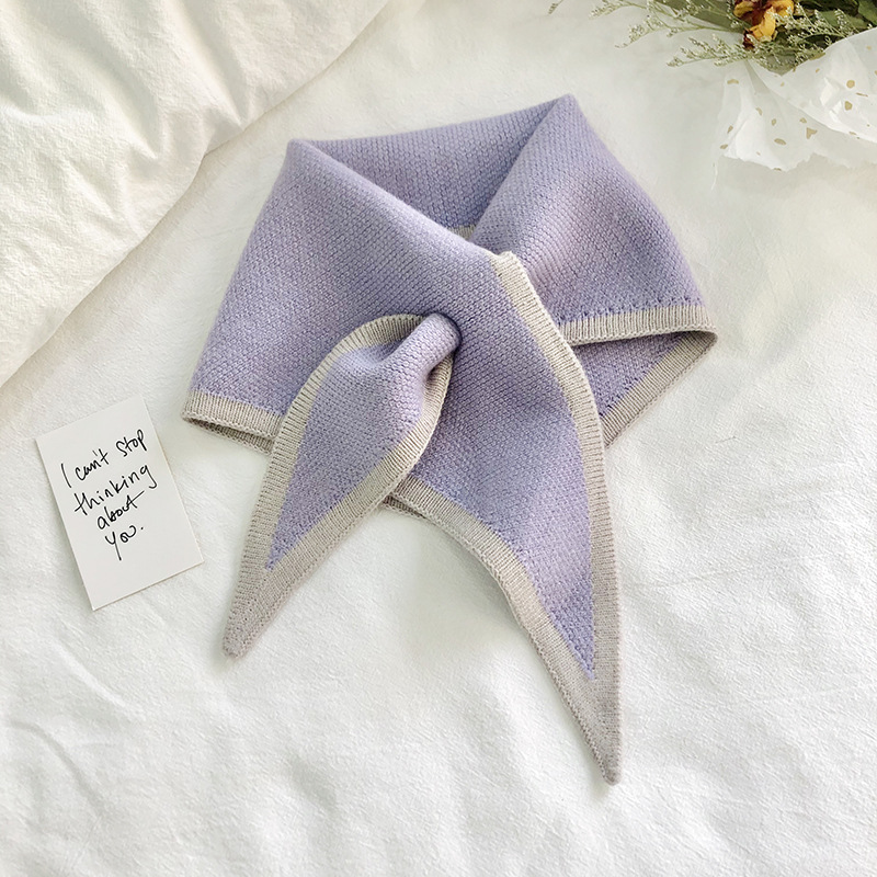 Bufanda pequeña de lana de punto – estilo coreano, cuello dulce cruzado, cálida, otoño e invierno