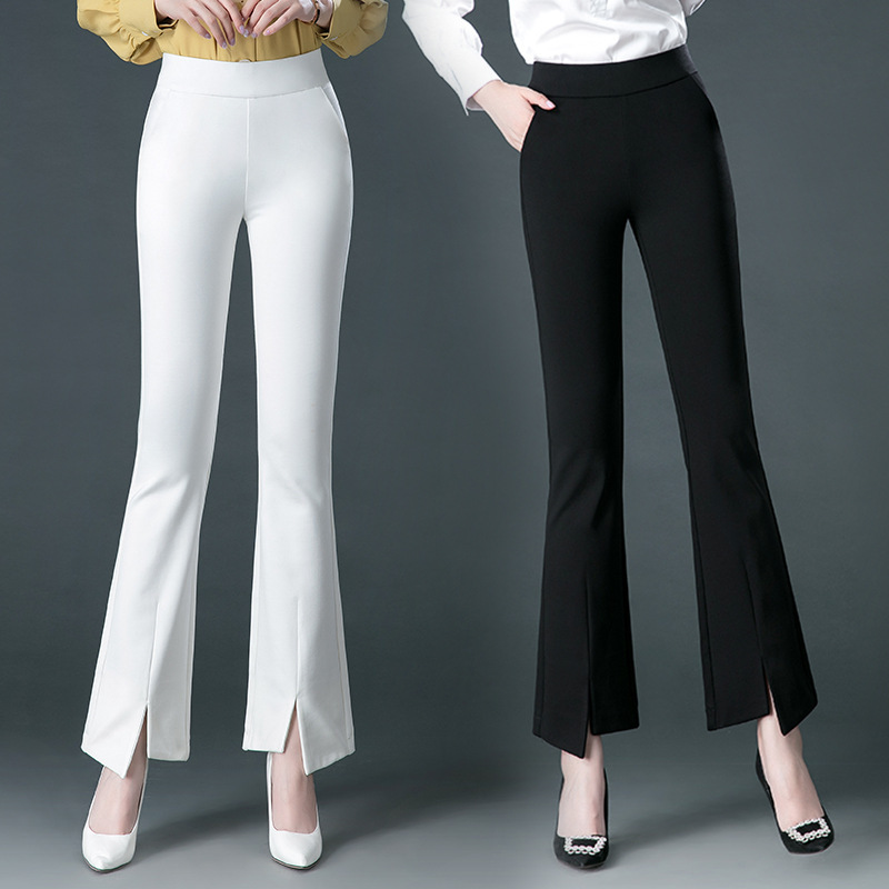 High Waist Pendant Flared Pants Women Autumn and Winter New Split Fat Girl Micro-pants Fashion Casual Slim Long Pants