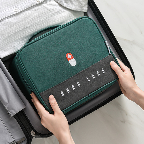 Feitu Home Fabric Medicine Bag Thickened Large Capacity Medicine Box Portable Storage Bag Multifunctional Layered Medicine Box