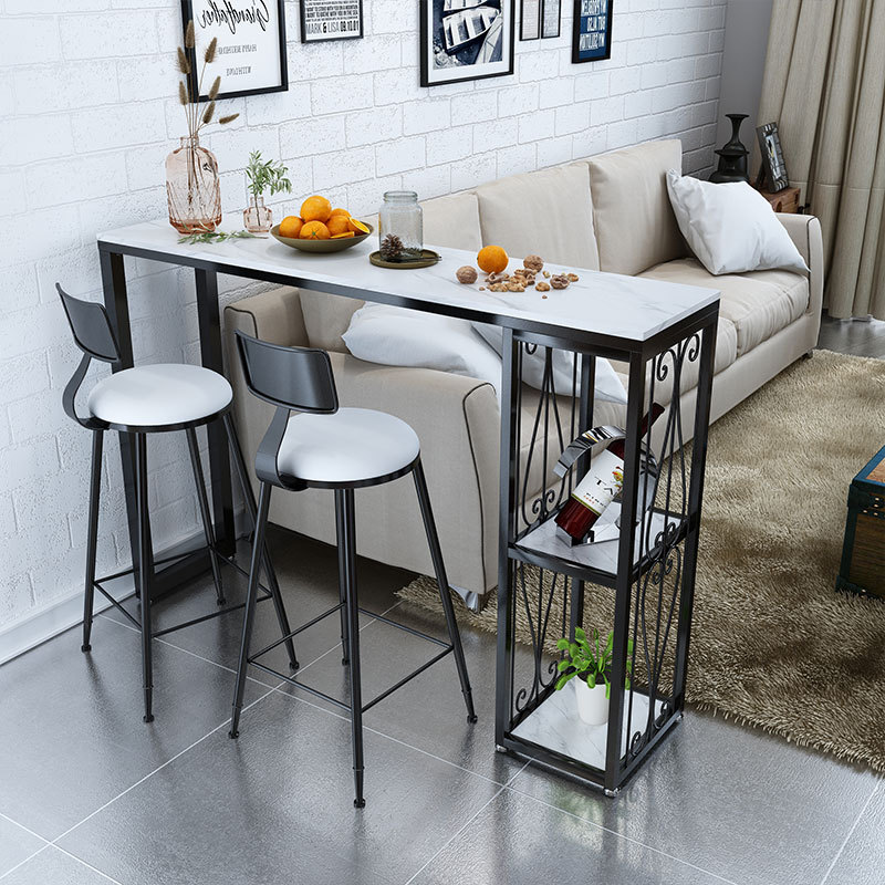 Living Room Long High Table Nordic Milk Tea Shop Casual Home Bar Table Bar Restaurant Black Bar Table and Chair