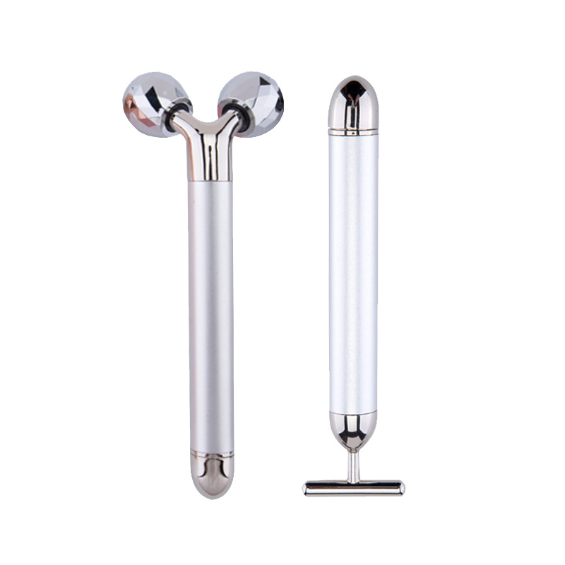 Rodillo de oro 3D para masaje facial, conjunto eléctrico T-Shape, para lifting y relajación facial, al por mayor