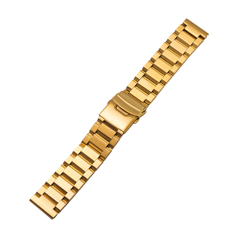 Correa de reloj tres cuentas de acero inoxidable Cinturón de acero sólido prensa de borde hebilla plegable de acero inoxidable para hombres y mujeres correa de reloj cadena de reloj 4 colores opcionales