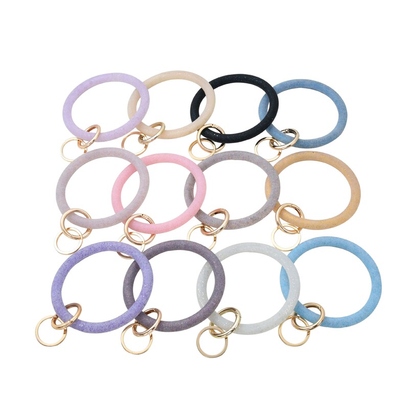 Cross-border hot silicone glitter bracelet key ring new anti-lost portable fashion Sports key chain gift